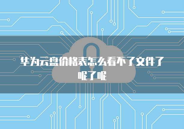 华为云盘价格表怎么看不了文件了呢了呢