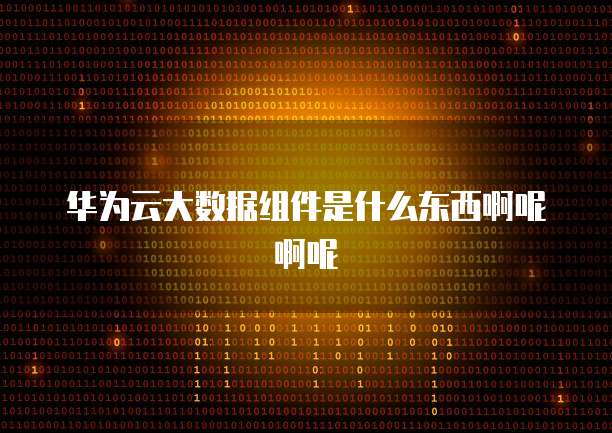 华为云大数据组件是什么东西啊呢啊呢