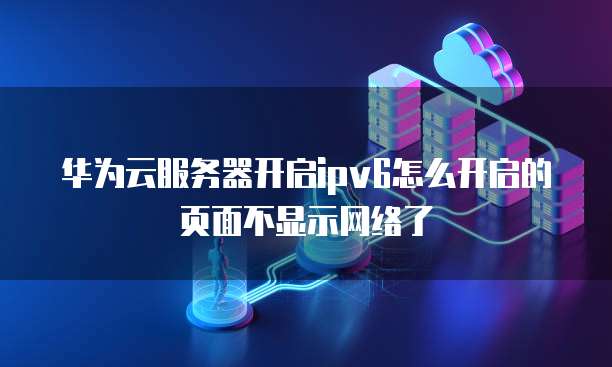 华为云服务器开启ipv6怎么开启的页面不显示网络了