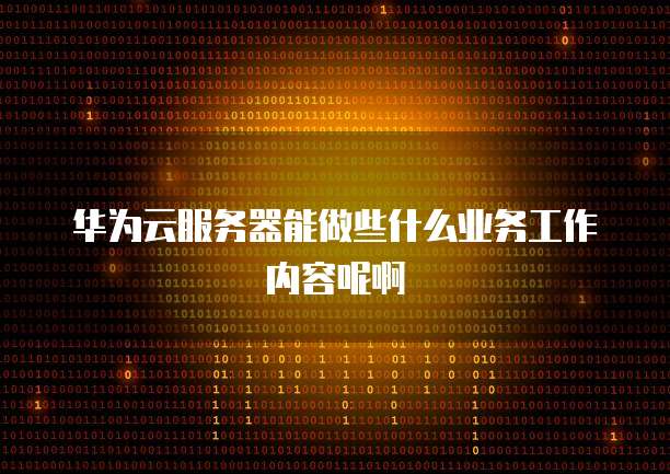 华为云服务器能做些什么业务工作内容呢啊
