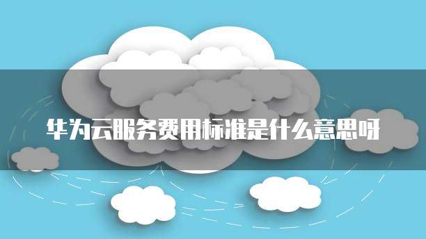 华为云服务费用标准是什么意思呀