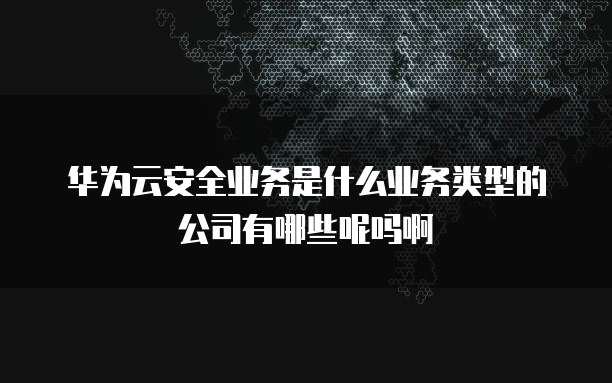 华为云安全业务是什么业务类型的公司有哪些呢吗啊