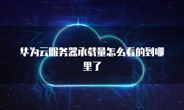 华为云服务器承载量怎么看的到哪里了
