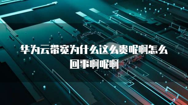 华为云带宽为什么这么贵呢啊怎么回事啊呢啊