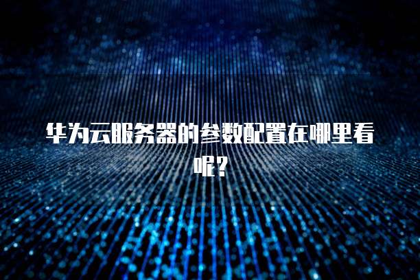 华为云服务器的参数配置在哪里看呢？