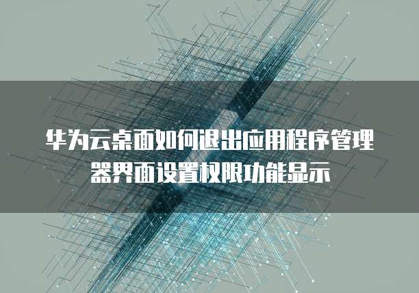 华为云桌面如何退出应用程序管理器界面设置权限功能显示