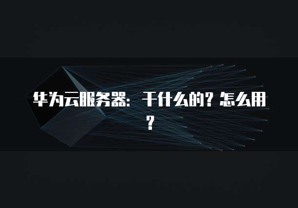 华为云服务器:干什么的?怎么用?