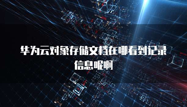 华为云对象存储文档在哪看到记录信息呢啊