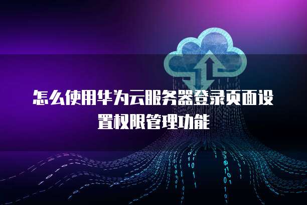 怎么使用华为云服务器登录页面设置权限管理功能