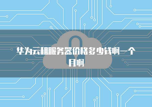 华为云租服务器价格多少钱啊一个月啊