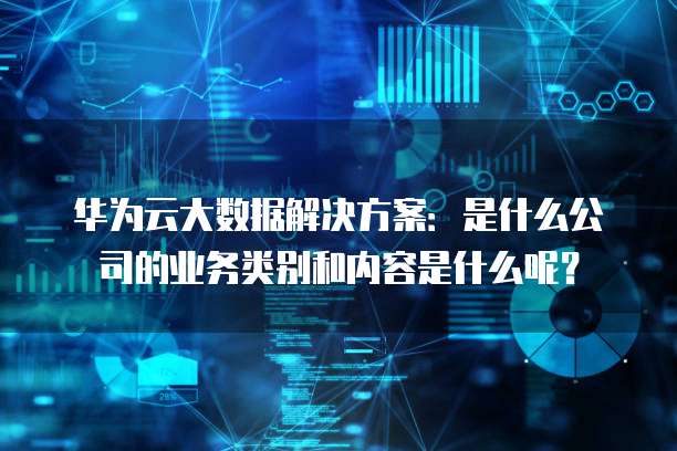 华为云大数据解决方案:是什么公司的业务类别和内容是什么呢?