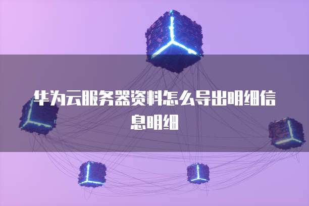 华为云服务器资料怎么导出明细信息明细