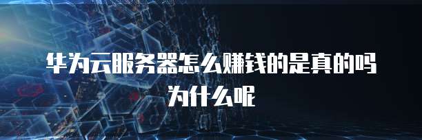 华为云服务器怎么赚钱的是真的吗为什么呢