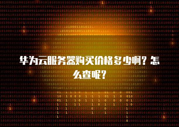 华为云服务器购买价格多少啊?怎么查呢?