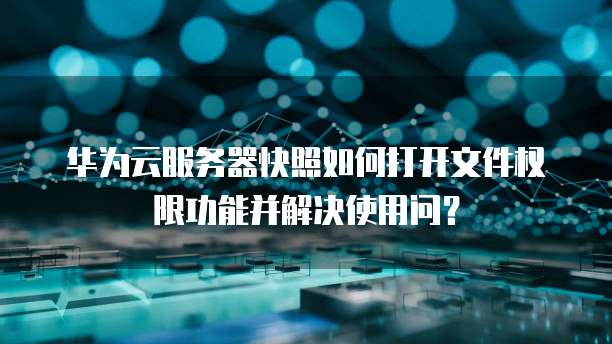 华为云服务器快照如何打开文件权限功能并解决使用问?