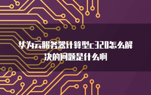 华为云服务器计算型c320怎么解决的问题是什么啊