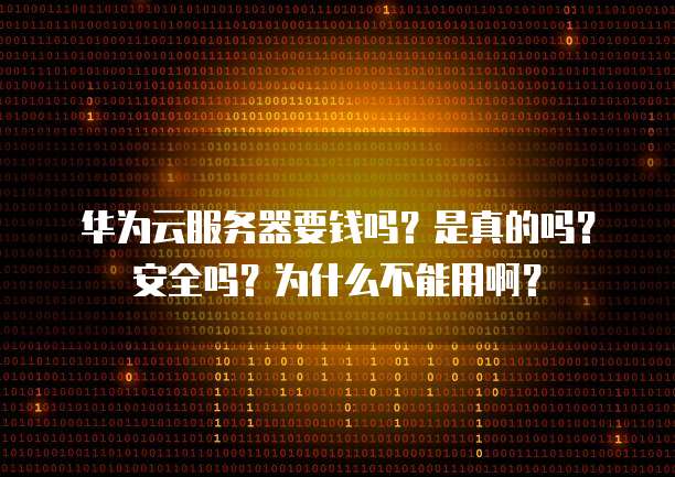 华为云服务器要钱吗?是真的吗?安全吗?为什么不能用啊?