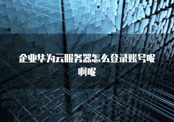 企业华为云服务器怎么登录账号呢啊呢