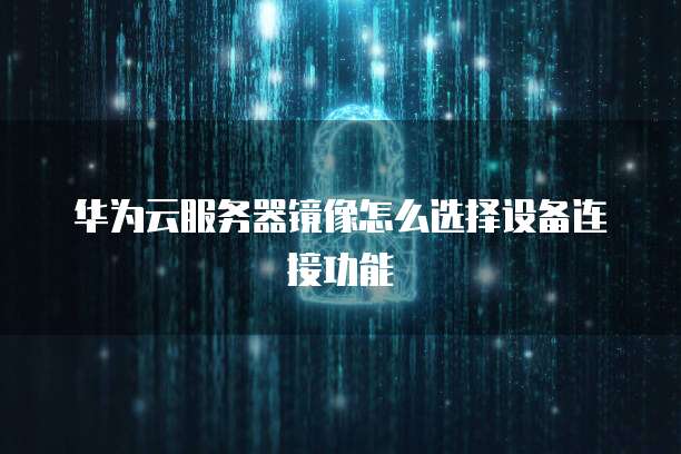 华为云服务器镜像怎么选择设备连接功能