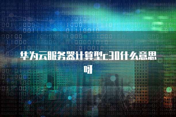 华为云服务器计算型c30什么意思呀