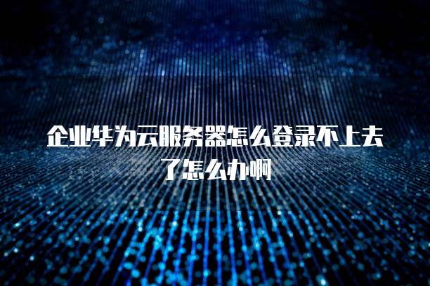 企业华为云服务器怎么登录不上去了怎么办啊