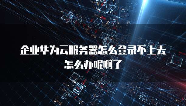 企业华为云服务器怎么登录不上去怎么办呢啊了