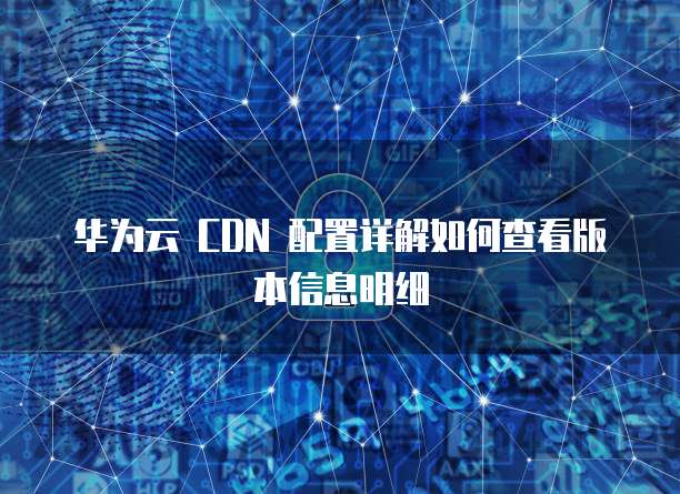 华为云 CDN 配置详解如何查看版本信息明细