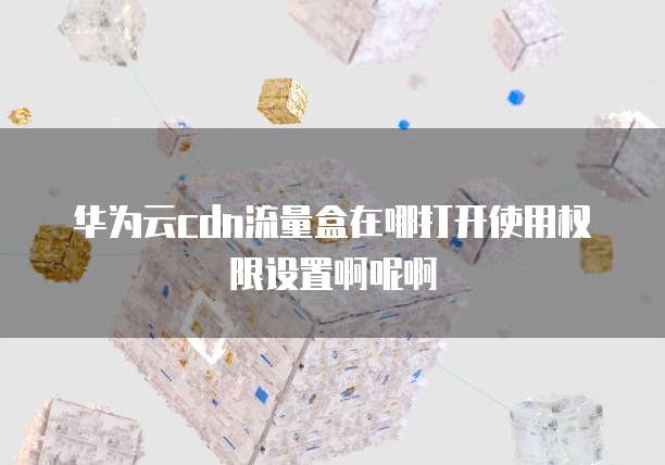 华为云cdn流量盒在哪打开使用权限设置啊呢啊