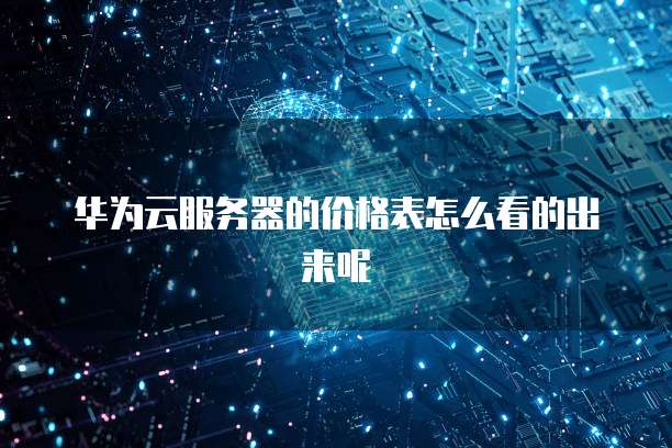 华为云服务器的价格表怎么看的出来呢