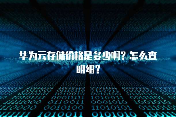 华为云存储价格是多少啊?怎么查明细?