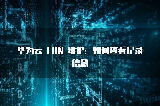 华为云 CDN 维护:如何查看记录信息