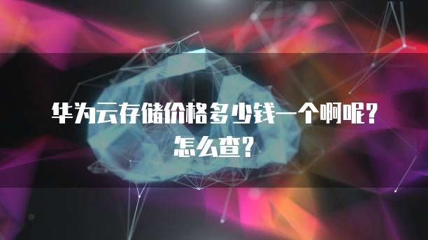 华为云存储价格多少钱一个啊呢?怎么查?