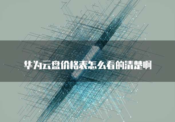 华为云盘价格表怎么看的清楚啊