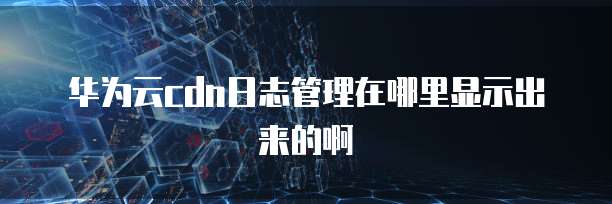华为云cdn日志管理在哪里显示出来的啊