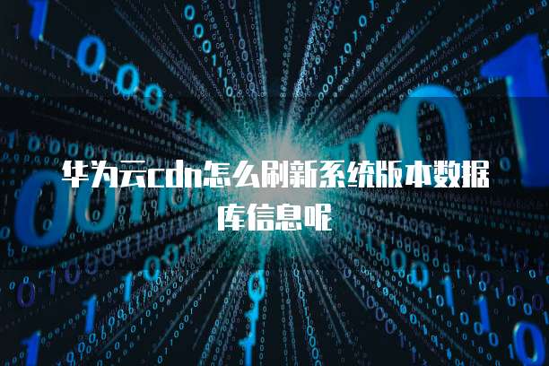 华为云cdn怎么刷新系统版本数据库信息呢
