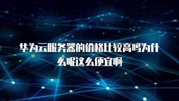 华为云服务器的价格比较高吗为什么呢这么便宜啊