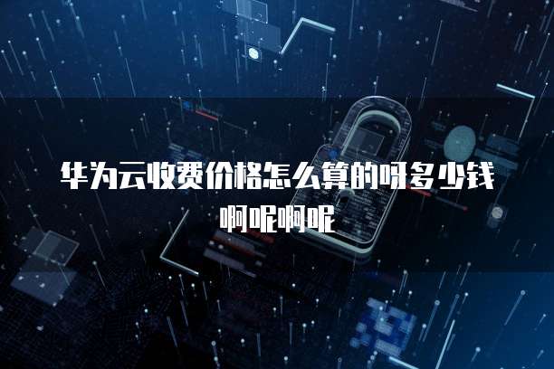 华为云收费价格怎么算的呀多少钱啊呢啊呢