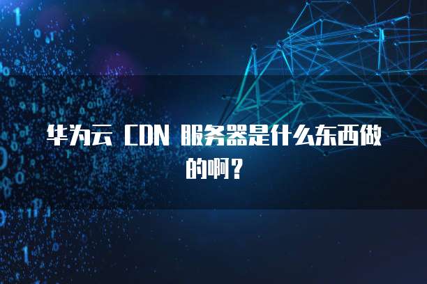华为云 CDN 服务器是什么东西做的啊?