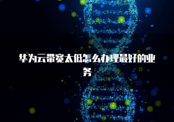华为云带宽太低怎么办理最好的业务