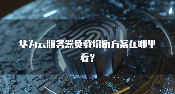 华为云服务器负载均衡方案在哪里看?
