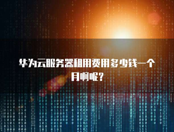 华为云服务器租用费用多少钱一个月啊呢?