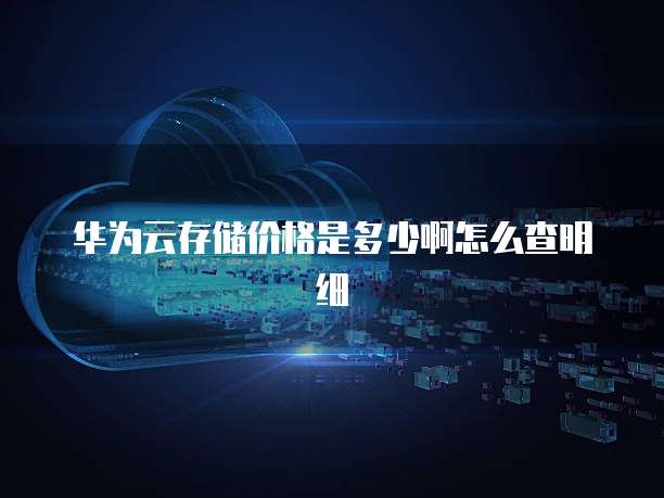 华为云存储价格是多少啊怎么查明细