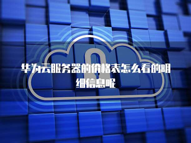 华为云服务器的价格表怎么看的明细信息呢