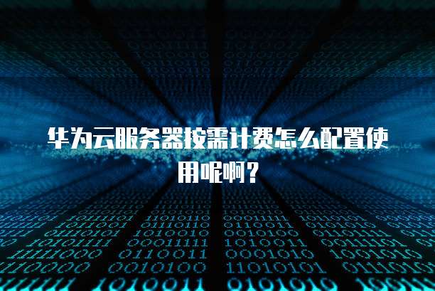 华为云服务器按需计费怎么配置使用呢啊?