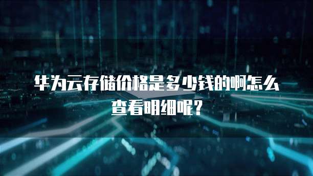 华为云存储价格是多少钱的啊怎么查看明细呢?