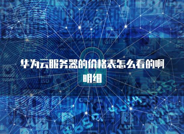 华为云服务器的价格表怎么看的啊明细