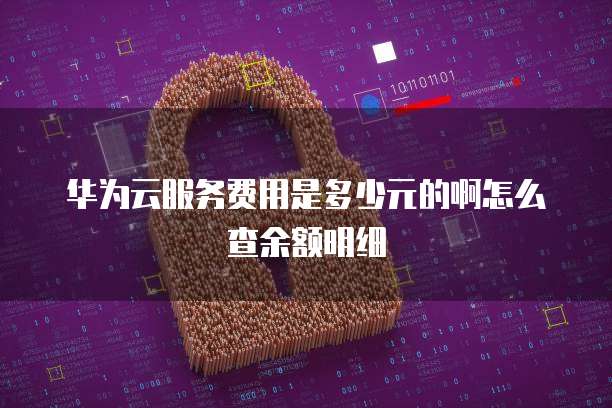 华为云服务费用是多少元的啊怎么查余额明细