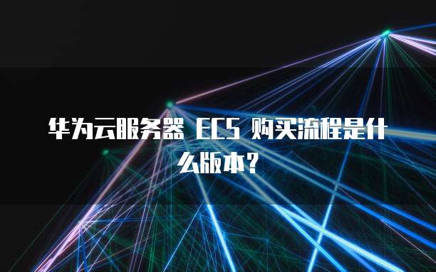 华为云服务器 ECS 购买流程是什么版本?