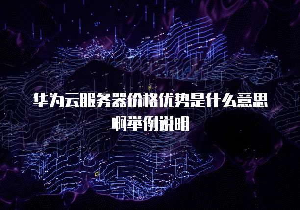 华为云服务器价格优势是什么意思啊举例说明