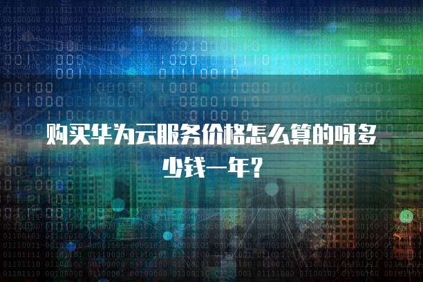 购买华为云服务价格怎么算的呀多少钱一年?